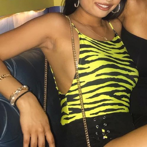 Forever 21 Tops - Tiger striped Yellow and Black Bodysuit